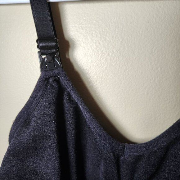 Maternity Camisole Nursing Top Black Clip Off Straps Black Sz L - Picture 2 of 5